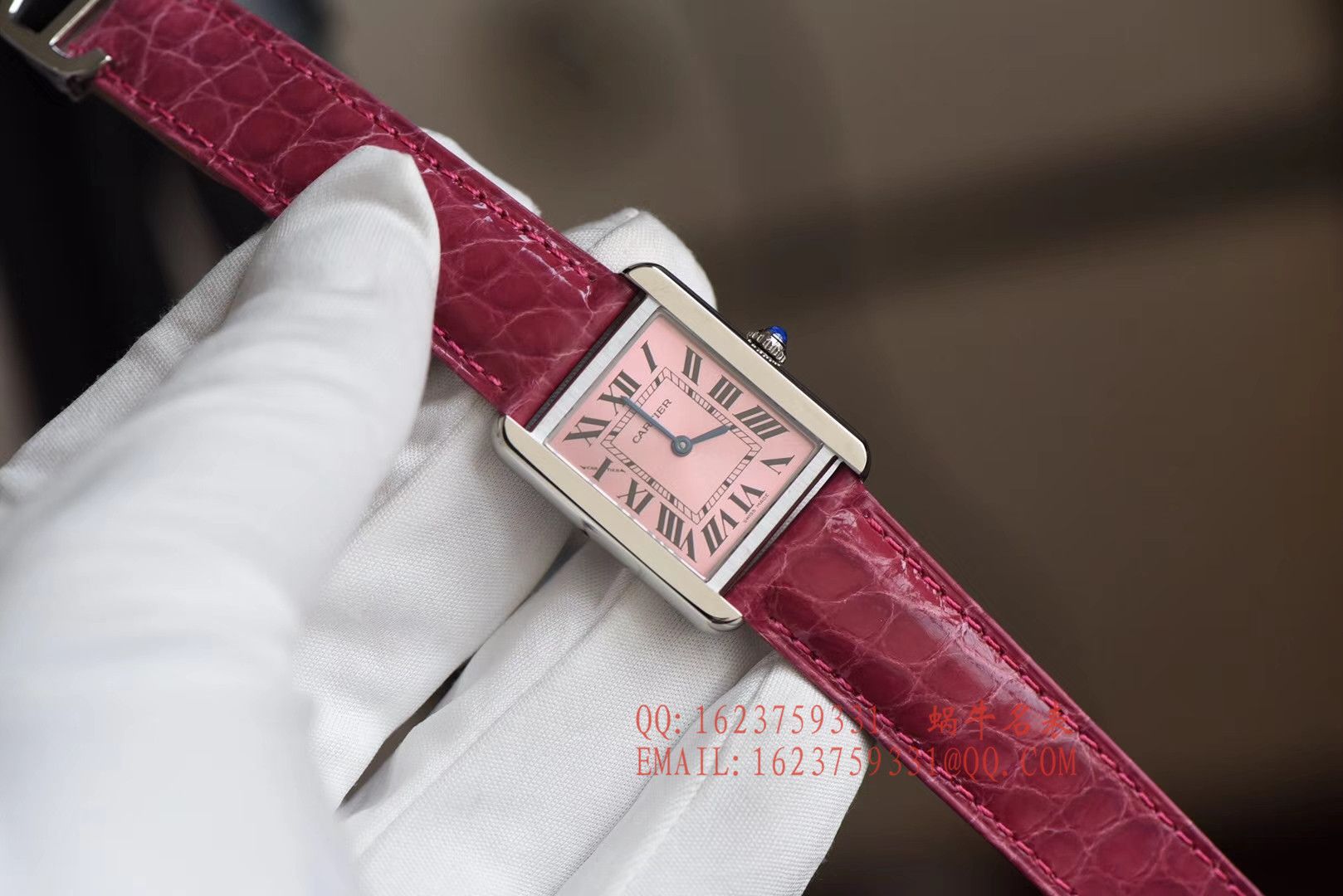 【独家视频测评K11厂一比一超A高仿手表】卡地亚坦克系列 W5200000 粉面女士石英腕表 / KAD008