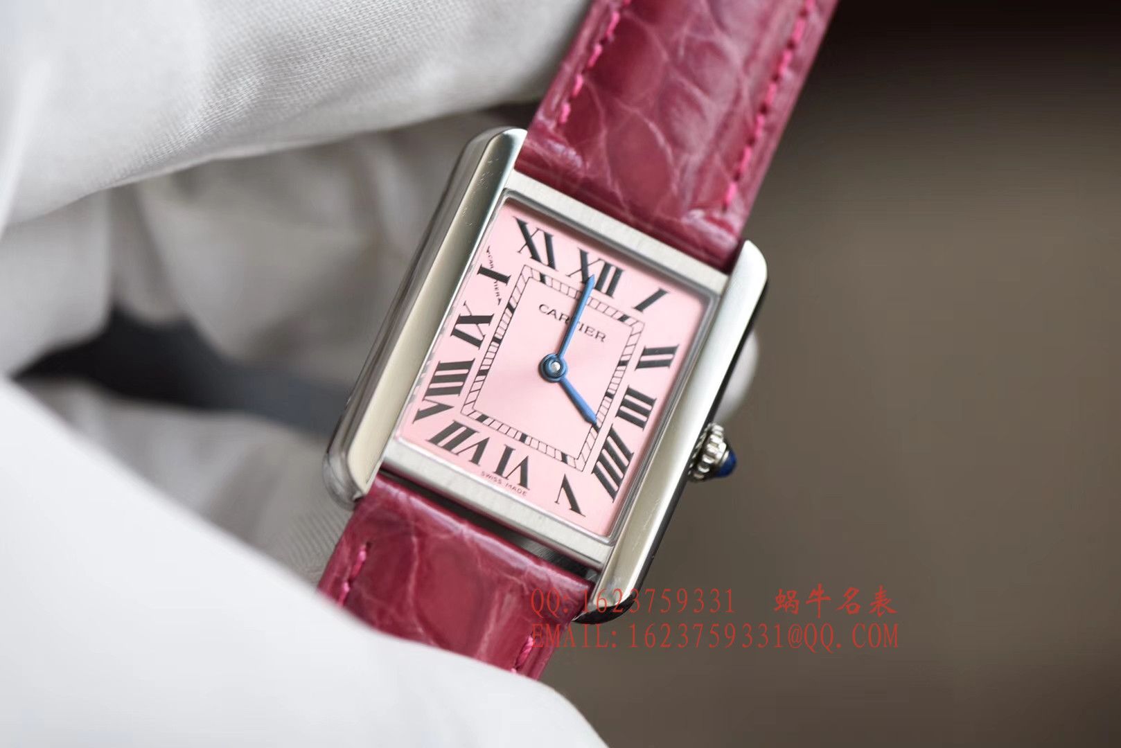 【独家视频测评K11厂一比一超A高仿手表】卡地亚坦克系列 W5200000 粉面女士石英腕表 / KAD008