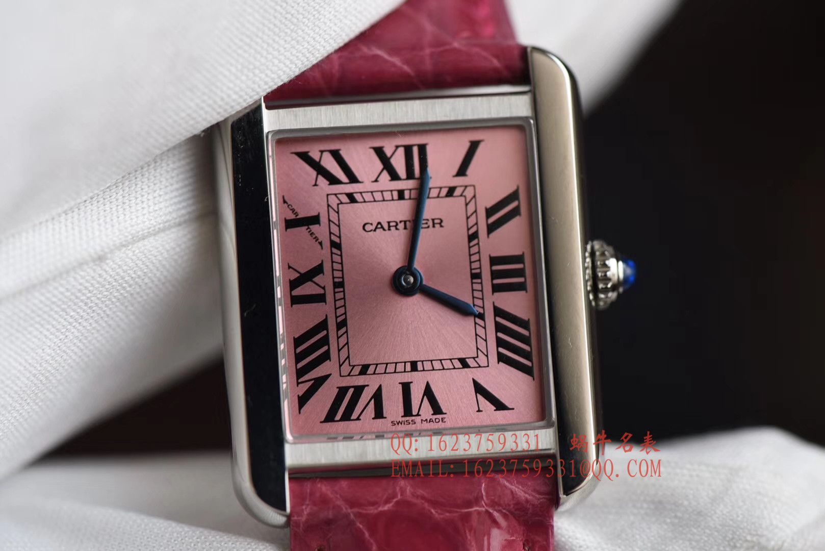 【独家视频测评K11厂一比一超A高仿手表】卡地亚坦克系列 W5200000 粉面女士石英腕表 / KAD008