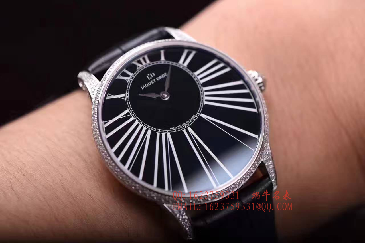 雅克德罗腕表精品推荐️极具视觉冲击感的放射大罗马刻度圈口及壳身均手工镶钻复刻原装雅克德罗自动机械机芯已最大程度还原正品味道❣前后蓝宝石镜面进口小牛皮直径42mm低调奢华有内涵 / YK012