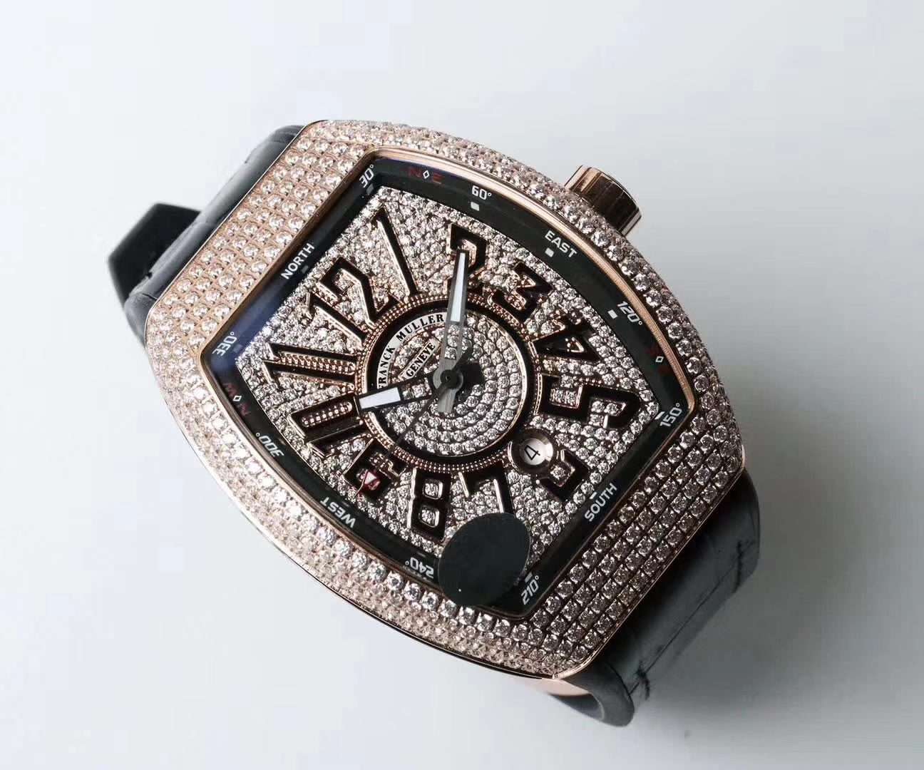 【FM一比一超A高仿手表】法兰克穆勒VANGUARD系列Vanguard Lady 白金钻石腕錶腕表 / 法穆兰FL013