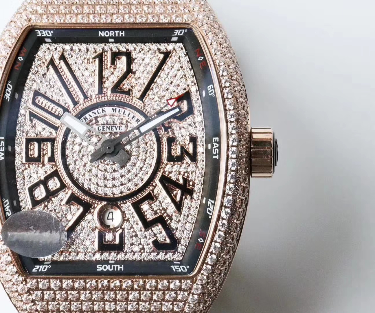 【FM一比一超A高仿手表】法兰克穆勒VANGUARD系列Vanguard Lady 白金钻石腕錶腕表 / 法穆兰FL013