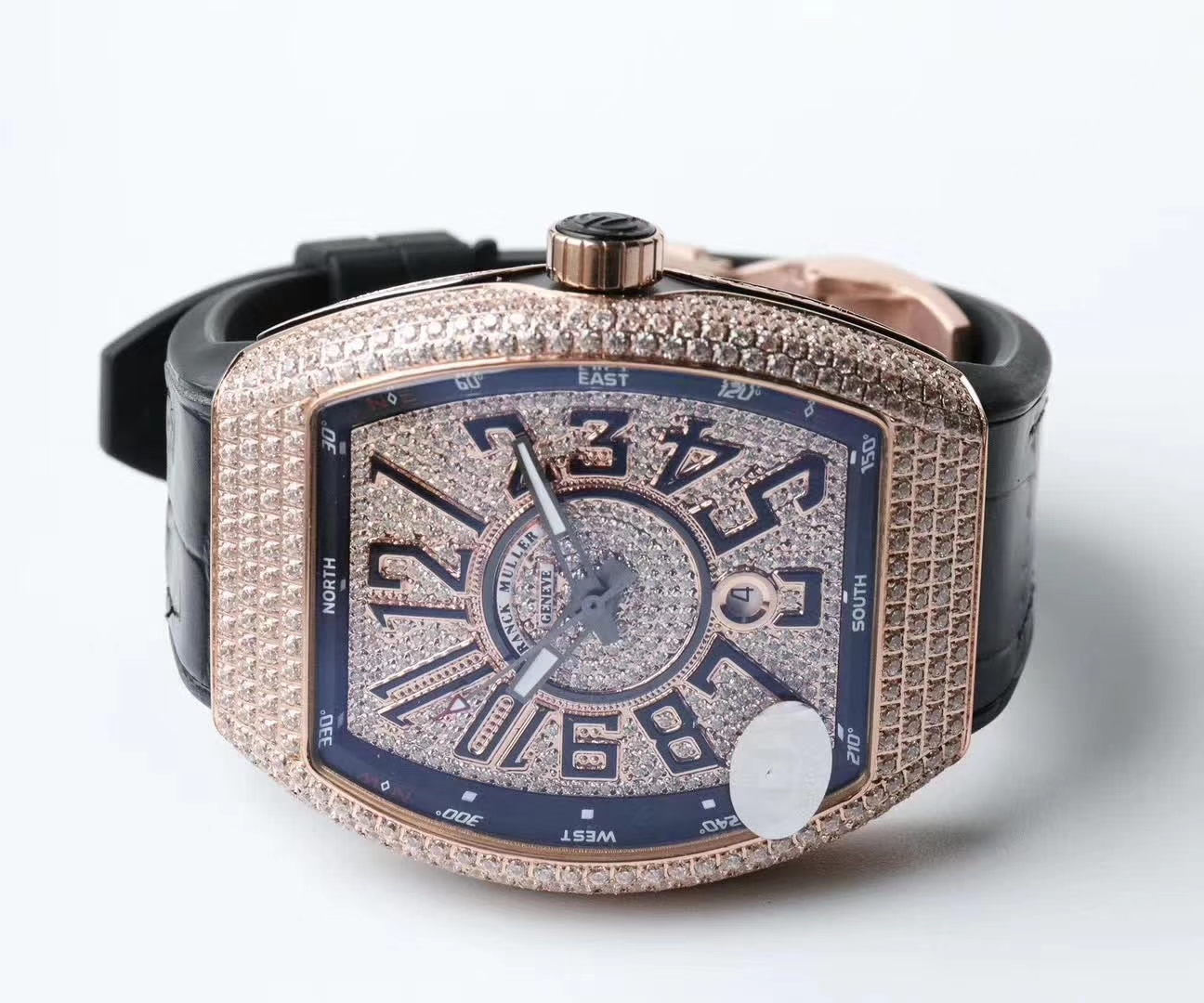 【FM一比一超A高仿手表】法兰克穆勒VANGUARD系列Vanguard Lady 白金钻石腕錶腕表 / 法穆兰FL013