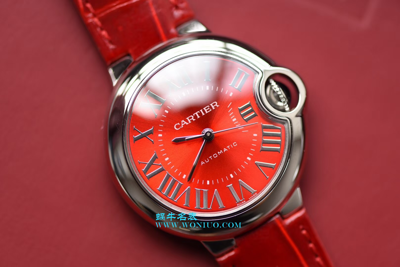 【V6一比一超A高仿手表】卡地亚蓝气球系列WSBB0022女士33毫米机械中国红特别版腕表 / K147