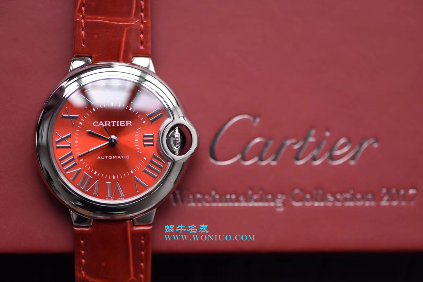 【V6一比一超A高仿手表】卡地亚蓝气球系列WSBB0022女士33毫米机械中国红特别版腕表 / K147