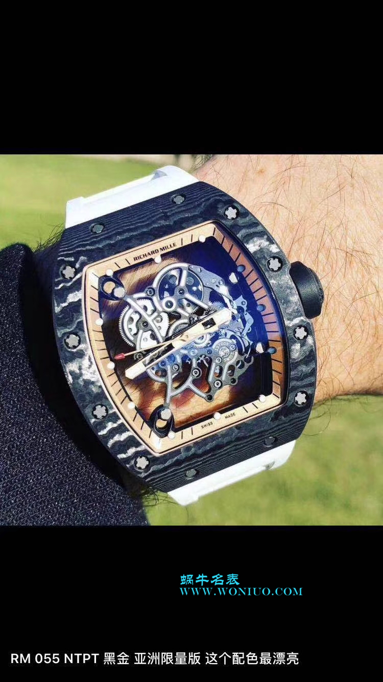 【KV一比一超A高仿手表】理查德.米勒RICHARD MILLE男士系列RM 055碳纤维白面橡胶带新款 / RM 055C