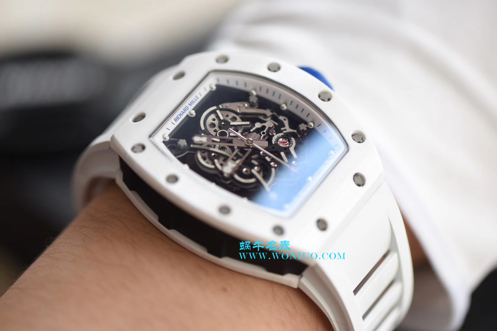 【KV一比一超A高仿手表】理查德.米勒RICHARD MILLE男士系列RM 055白陶瓷白面橡胶带新款腕表 / RM 055D