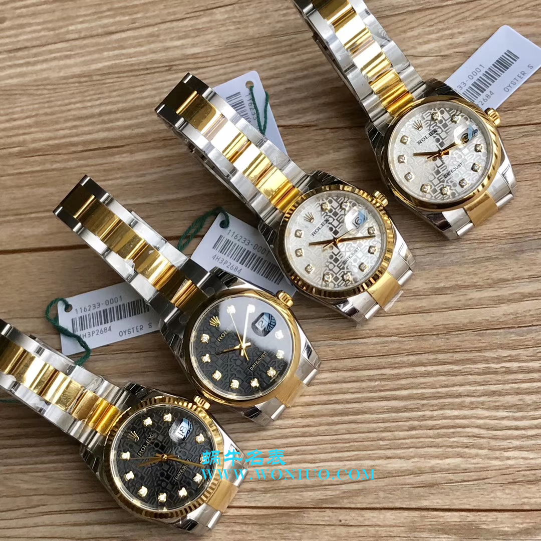 【DJ一比一超高仿手表】劳力士36日志型系列116233、116203、116233黑盘镶钻蚝式表带腕表 / R069