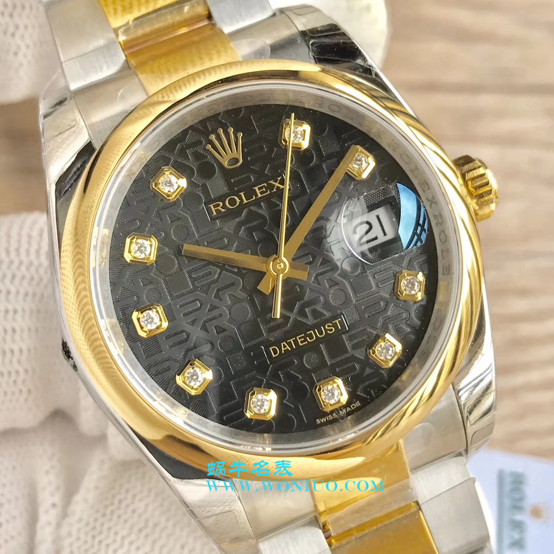 【DJ一比一超高仿手表】劳力士36日志型系列116233、116203、116233黑盘镶钻蚝式表带腕表 / R069
