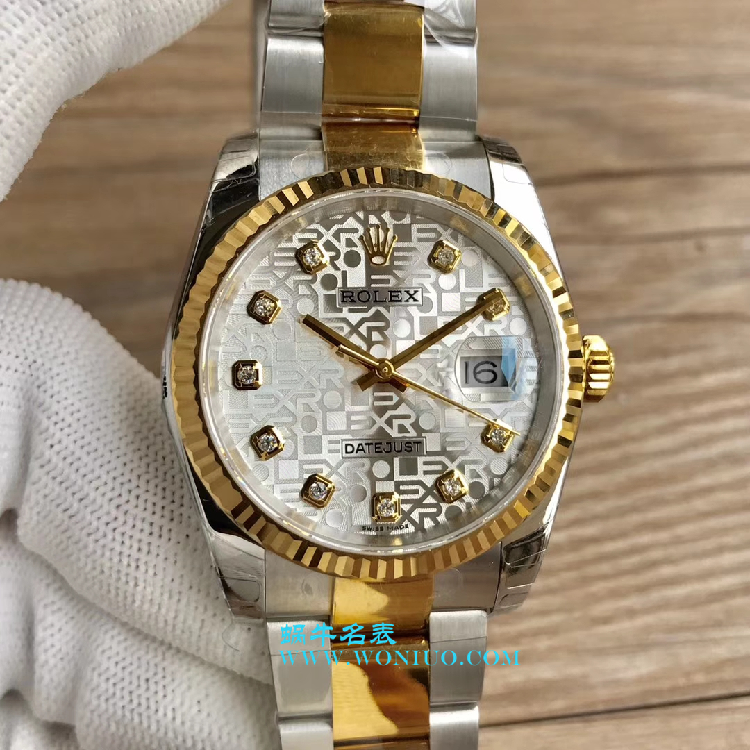 【DJ一比一超高仿手表】劳力士36日志型系列116233、116203、116233黑盘镶钻蚝式表带腕表 / R069