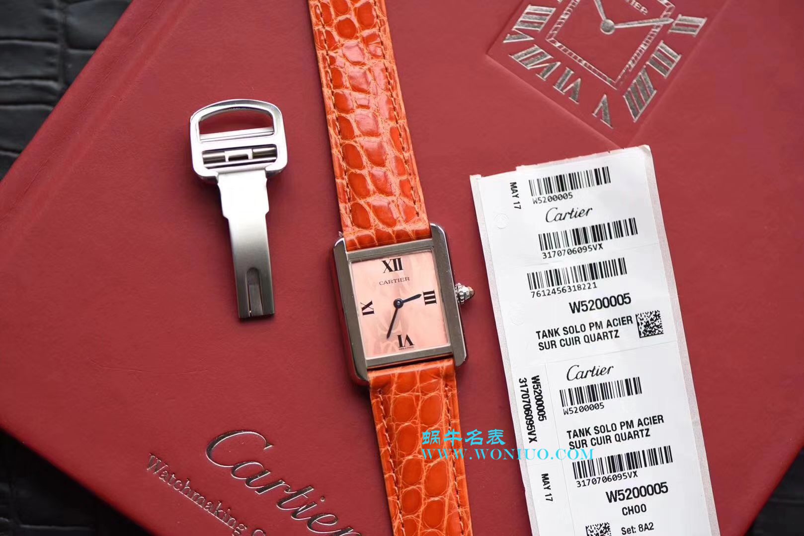 【独家视频测评K11厂一比一超A高仿手表】卡地亚坦克系列 W5200000 粉面女士石英腕表 / KAD008