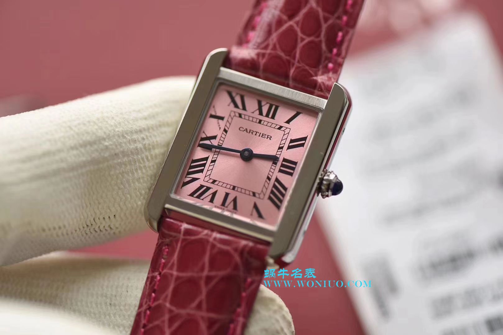 【独家视频测评K11厂一比一超A高仿手表】卡地亚坦克系列 W5200000 粉面女士石英腕表 / KAD008