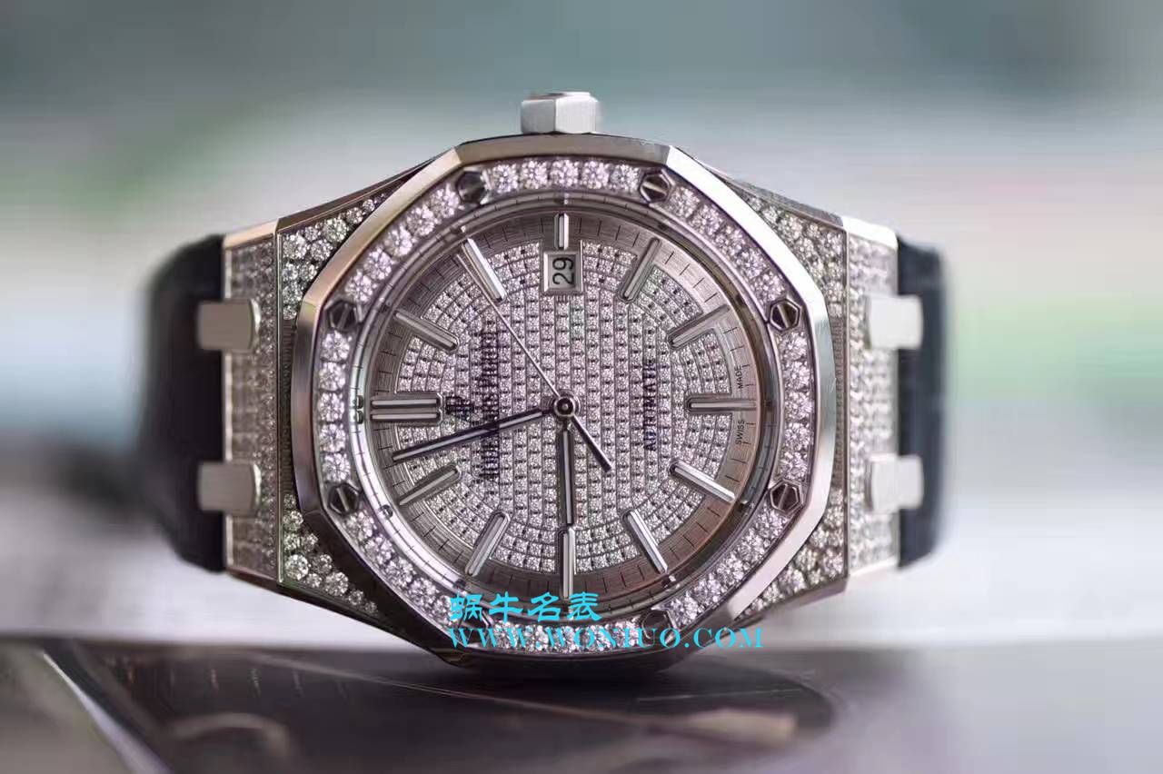 【视频评测JF厂1:1顶级复刻高仿手表】爱彼满天星皇家橡树系列15452BC.ZZ.D019CR.01，15402OR.ZZ.D003CR.01男女通用满钻腕表 / AP108