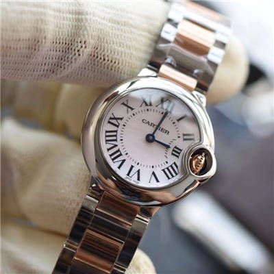 V6厂卡地亚新品蓝气球 28mm间玫瑰金 天然贝母表面 女士石英腕表