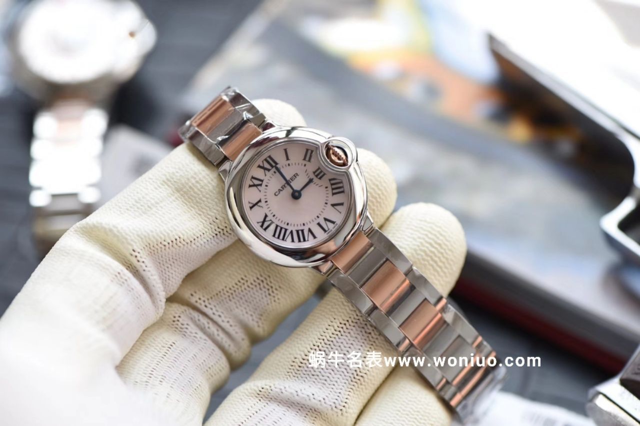 V6厂卡地亚新品蓝气球 28mm间玫瑰金 天然贝母表面 女士石英腕表 / K152