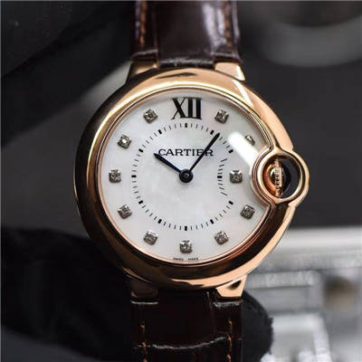 V6出品蓝气球新品～33mm 玫瑰金贝母钻丁面女士石英腕表