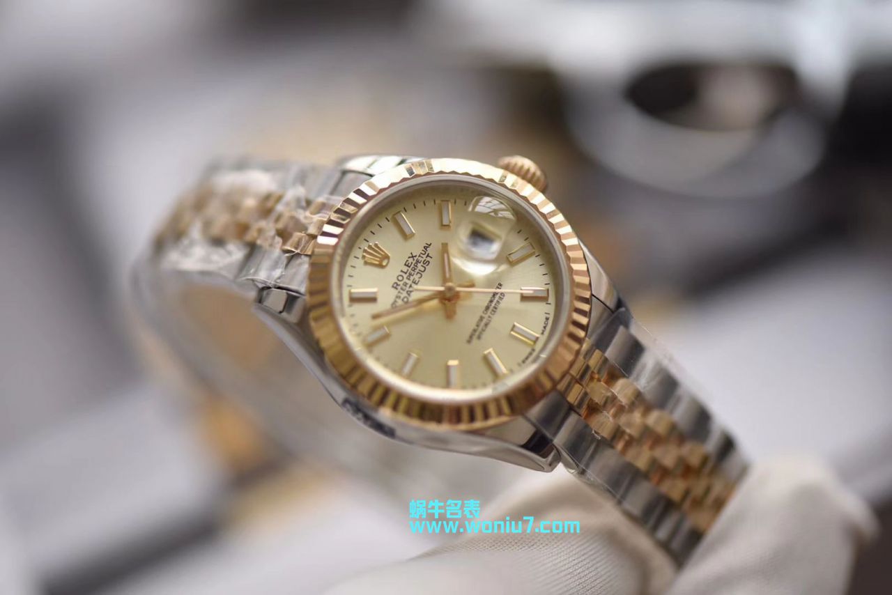 【包金款】劳力士女装日志型复刻高仿179173（条钉）279173（钻钉）香槟面腕表 / R250