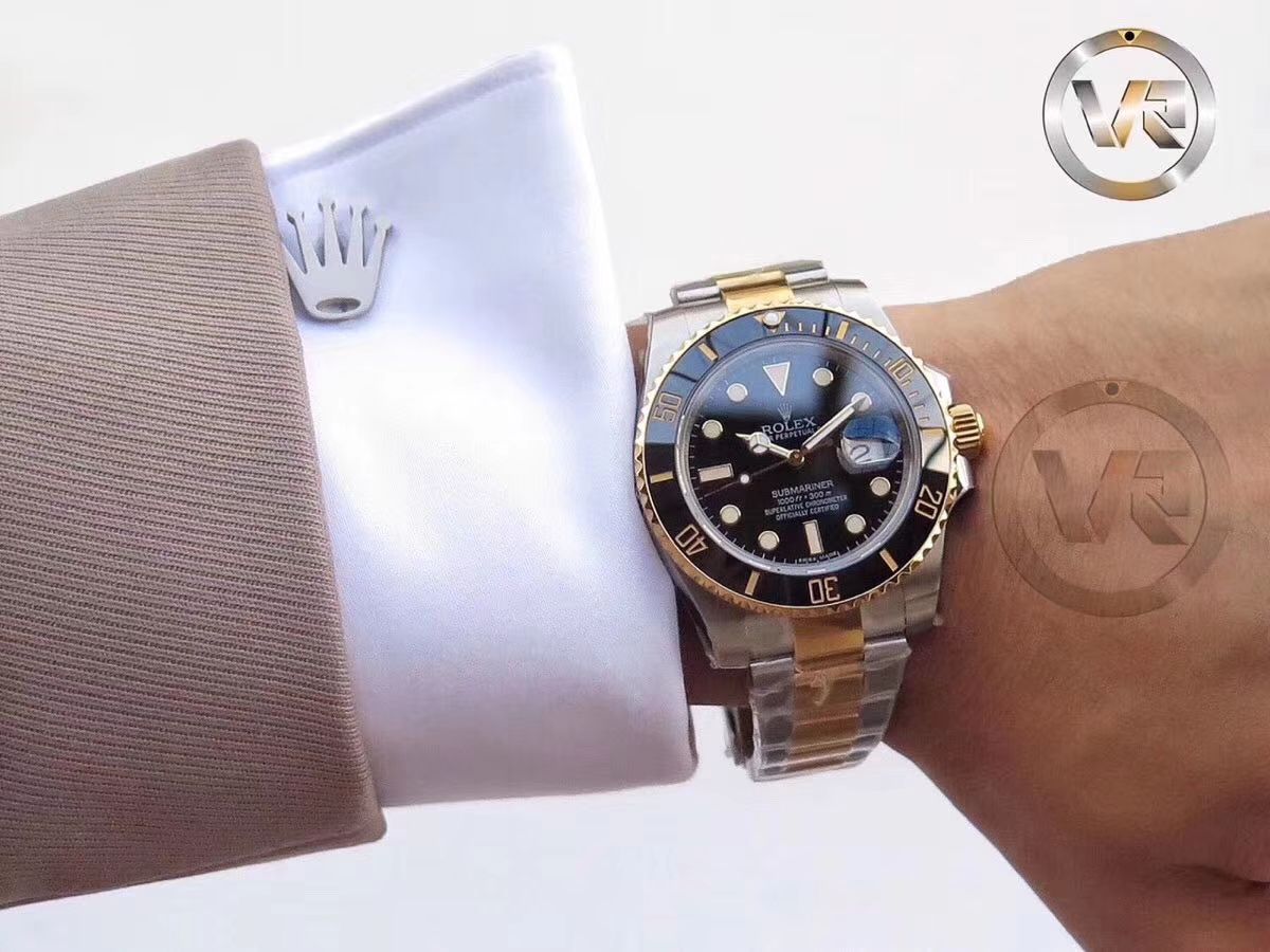 【独家视频评测VR一比一超A高仿手表】劳力士潜航者型116612-LN-97203包间金黑水鬼 / R197