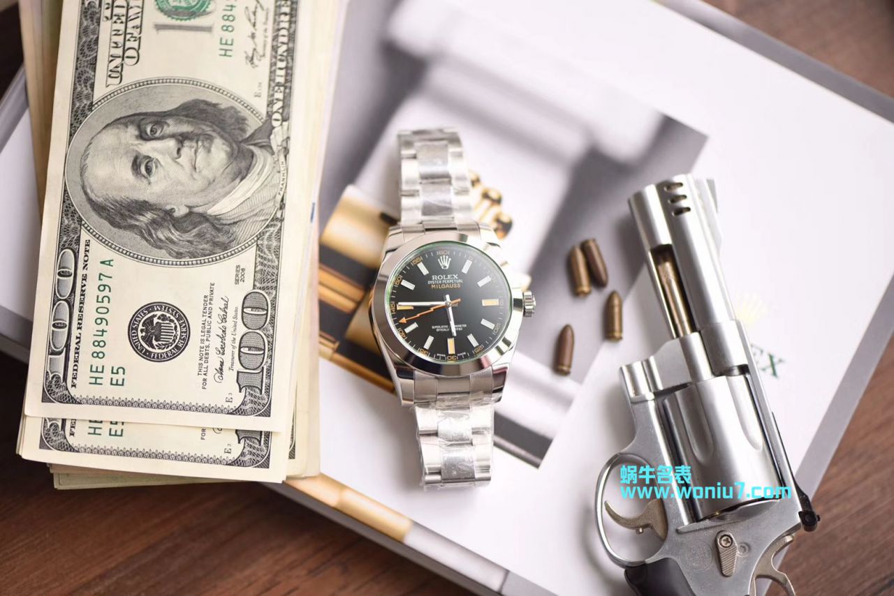 【DJ一比一超A顶级克隆高仿手表】劳力士MILGAUSS系列116400-GV-72400黑盘腕表(绿玻璃闪电) / R247