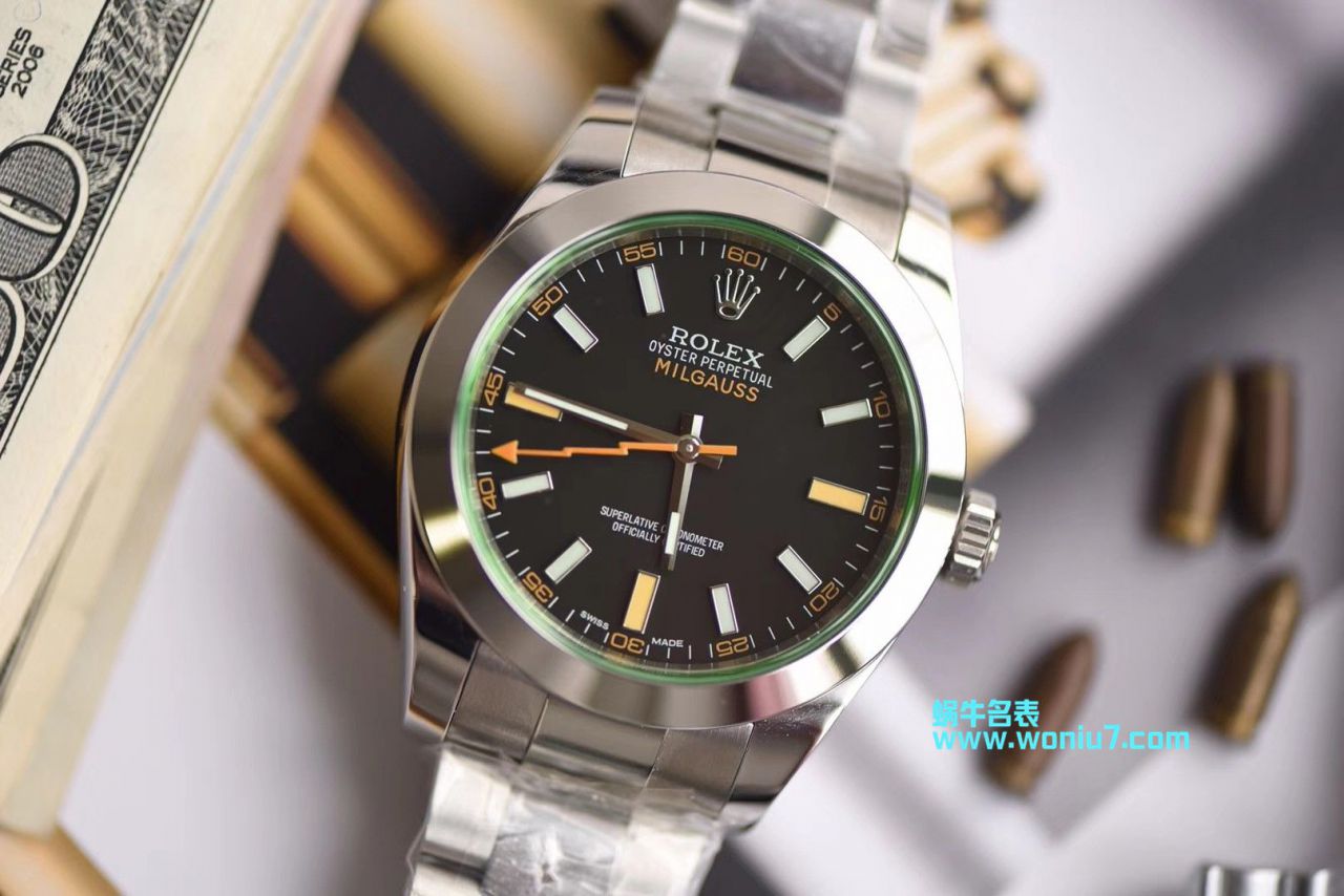 【DJ一比一超A顶级克隆高仿手表】劳力士MILGAUSS系列116400-GV-72400黑盘腕表(绿玻璃闪电) / R247
