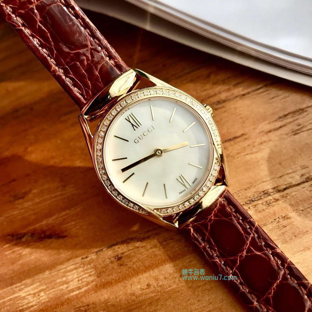 高端原单女装硬货！下手要快！Gucci新款真钻石英女表，表盘镶嵌52颗Vs1.1真钻、珍珠贝母面 / GUCCI KK11