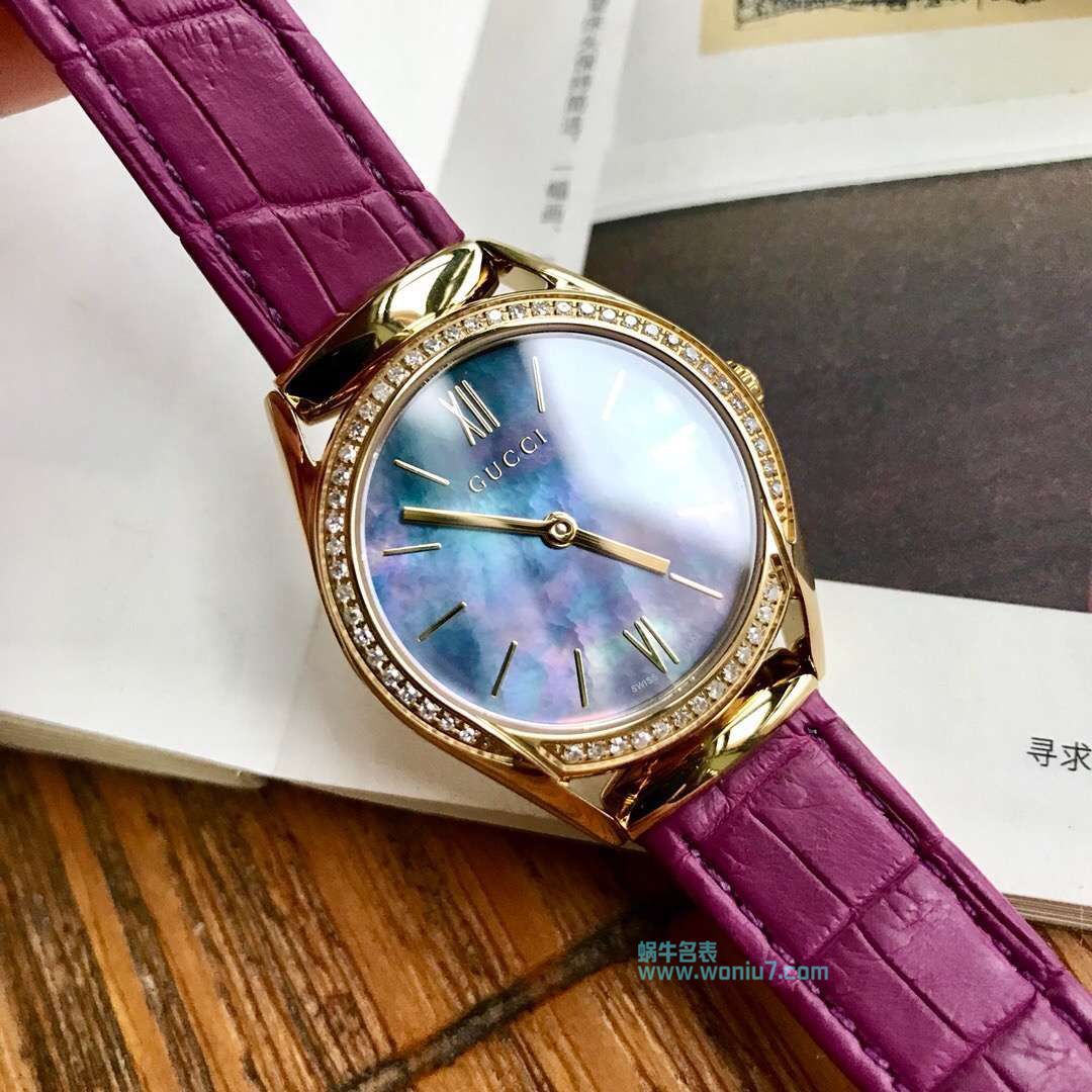 高端原单女装硬货！下手要快！Gucci新款真钻石英女表，表盘镶嵌52颗Vs1.1真钻、珍珠贝母面 / GUCCI KK11