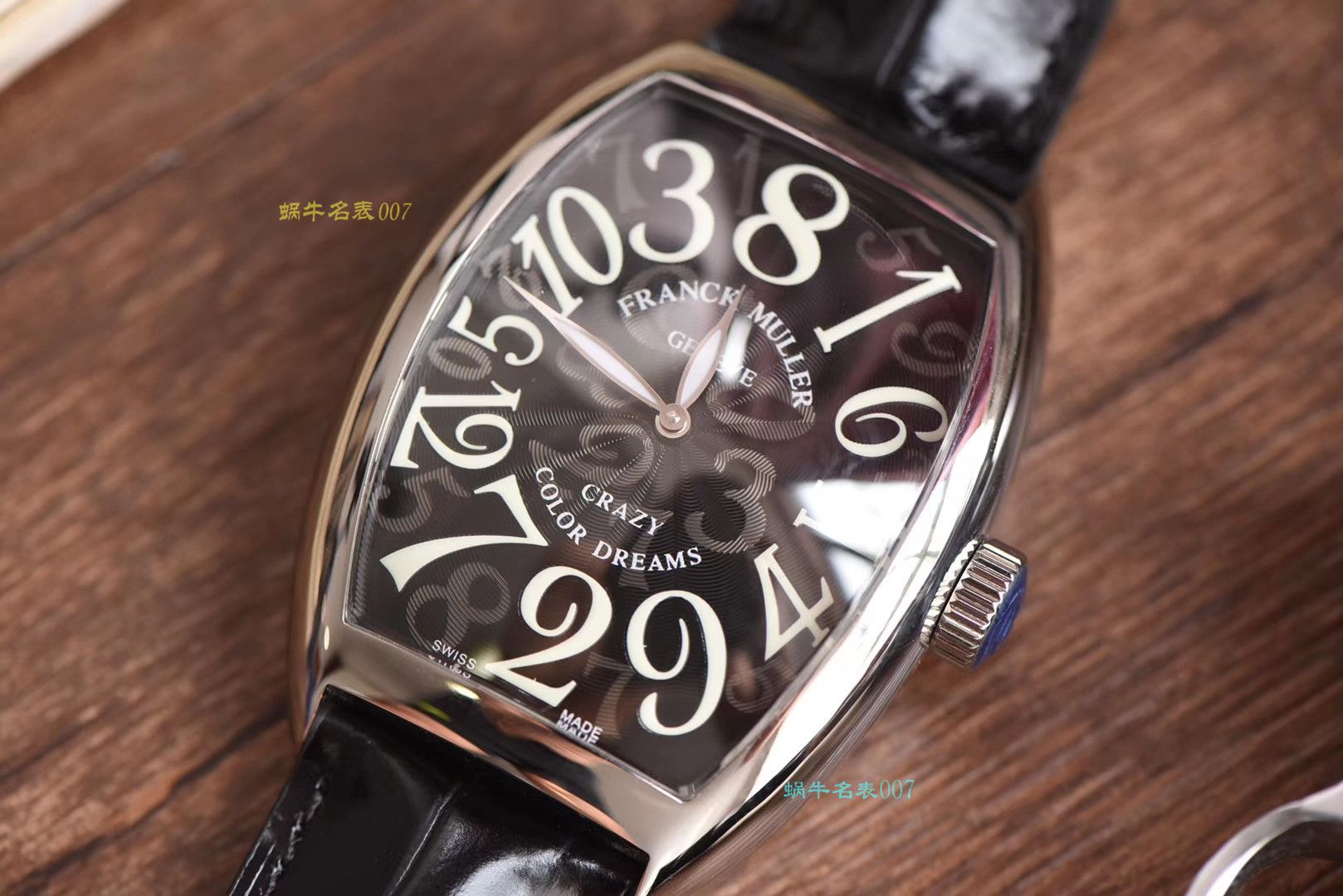 【台湾厂一比一精仿法兰克穆勒手表】法穆兰CRAZY HOURS 系列 8880 CH 白金表壳白面时标黑盘腕表 / FL039