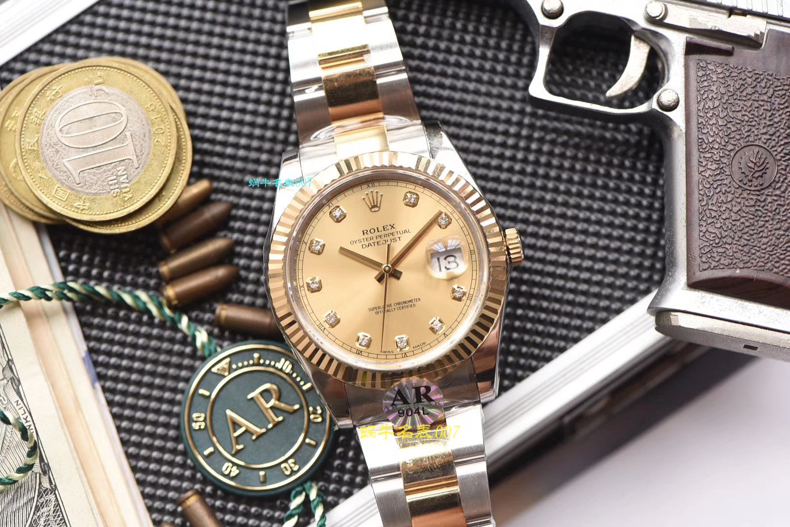 【视频评测AR厂官网劳力士41毫米间金日志】劳力士日志型高仿116333-72213 G香槟盘镶钻腕表 / R321