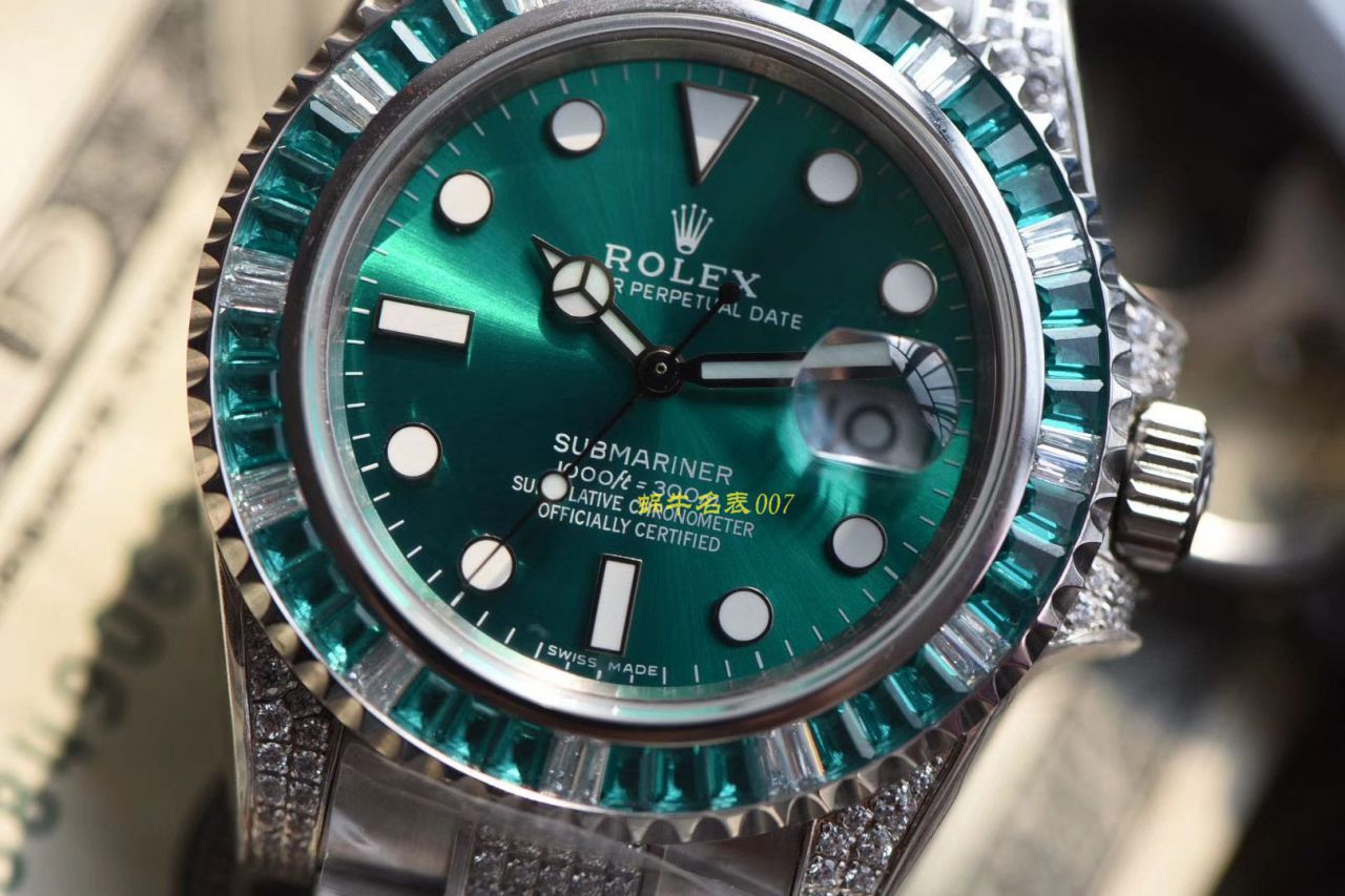 【LF厂顶级复刻劳力士高仿手表】LF帝皇定制版镶钻绿水鬼❗顶级绿钻水鬼 / R363