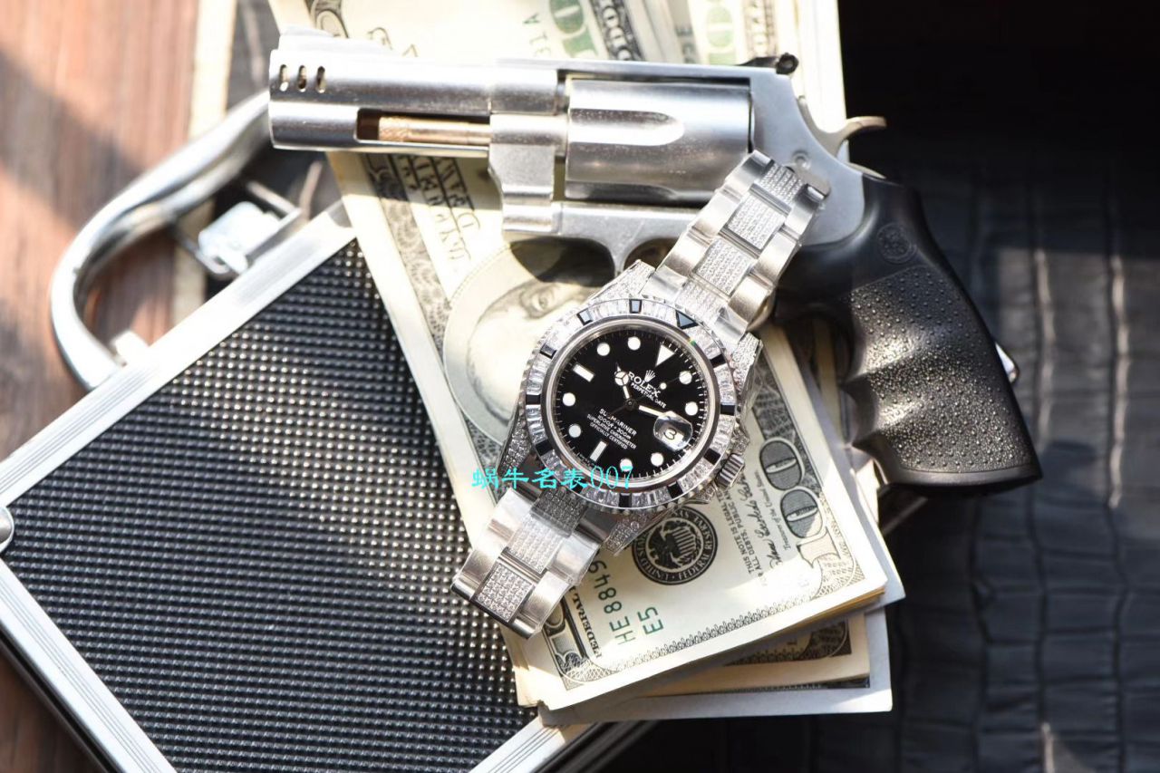 【LF厂劳力士复刻高仿表】LF帝皇定制版镶钻黑水鬼，顶级黑钻鬼116610LN-97200  / R367