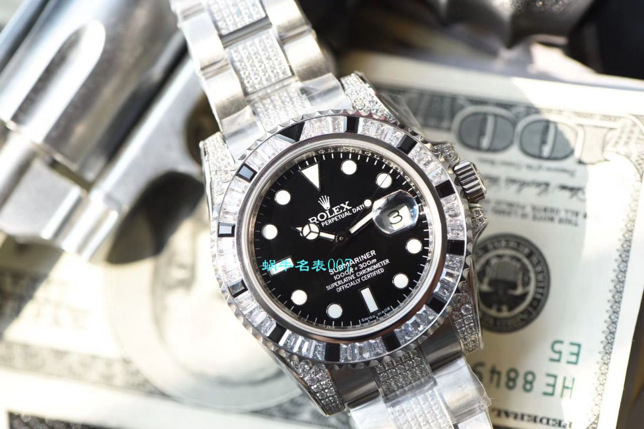 【LF厂劳力士复刻高仿表】LF帝皇定制版镶钻黑水鬼，顶级黑钻鬼116610LN-97200  / R367