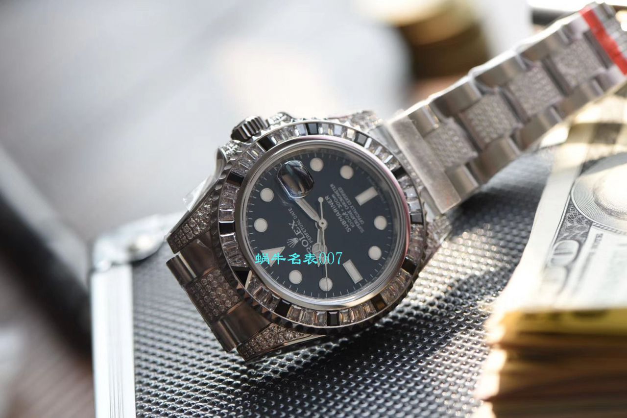 【LF厂劳力士复刻高仿表】LF帝皇定制版镶钻黑水鬼，顶级黑钻鬼116610LN-97200  / R367