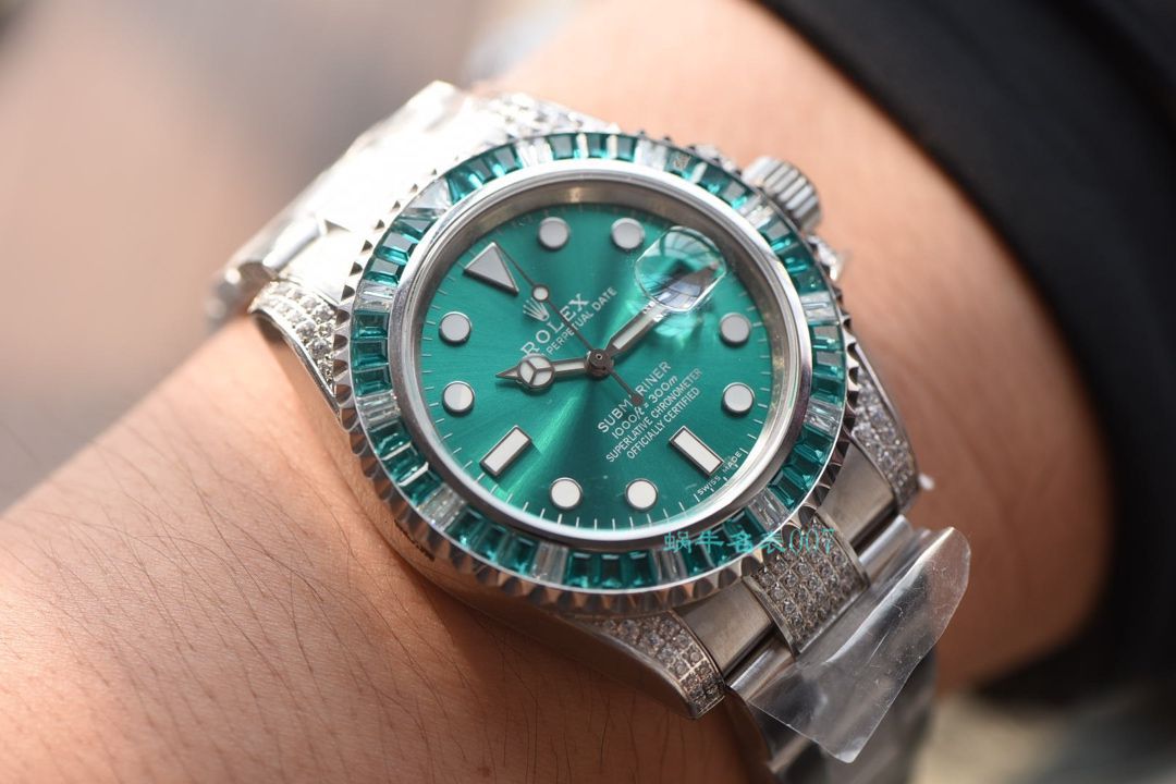 【LF厂顶级复刻劳力士高仿手表】LF帝皇定制版镶钻绿水鬼❗顶级绿钻水鬼 / R363