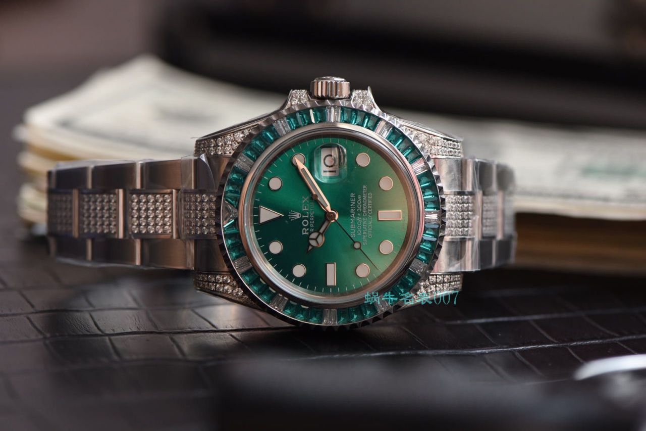 【LF厂顶级复刻劳力士高仿手表】LF帝皇定制版镶钻绿水鬼❗顶级绿钻水鬼 / R363