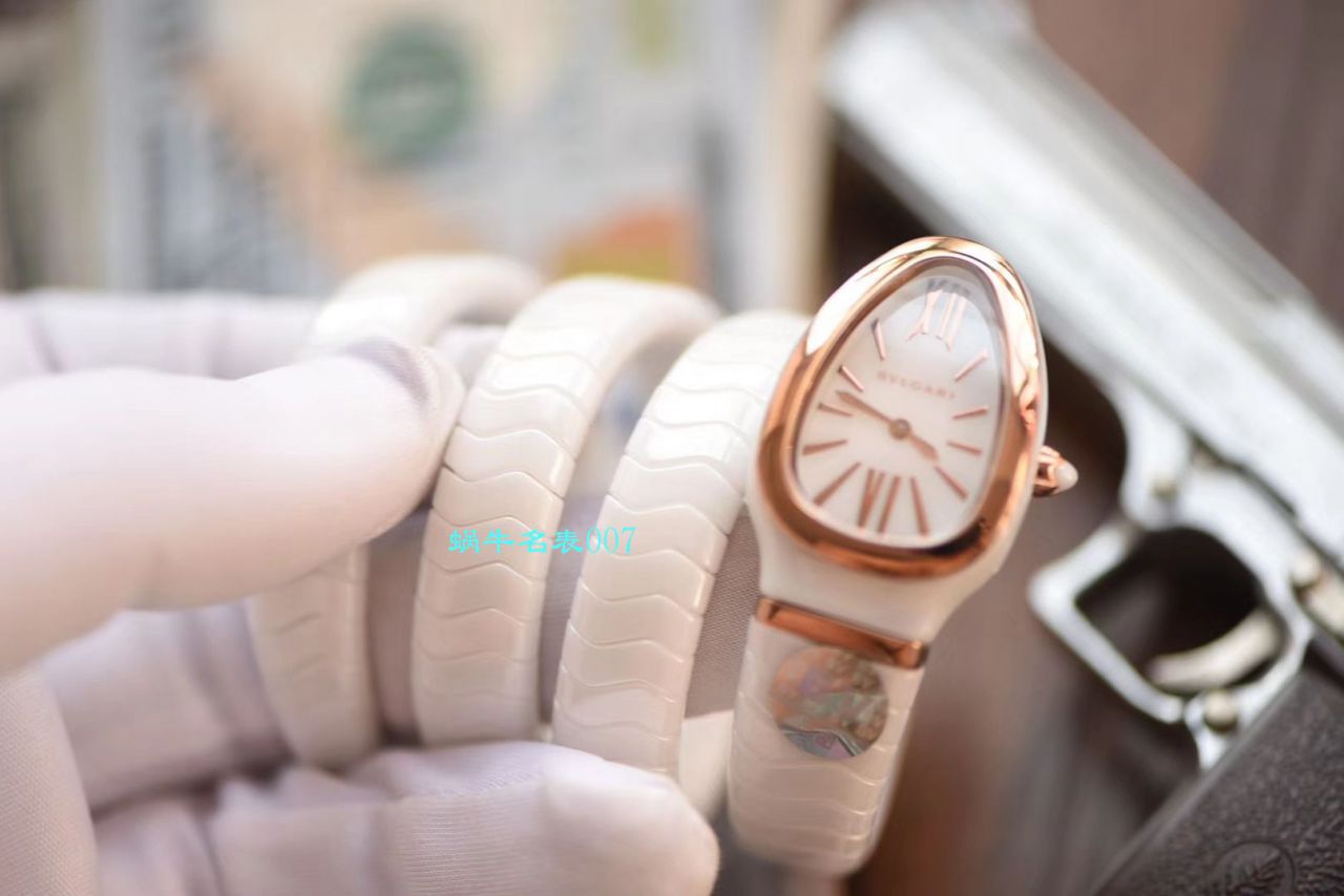 【BV厂BVLGARI复刻蛇形女表】宝格丽SERPENTI系列102734，102613 SPC35WGDWCGD1.1T白面黑面陶瓷腕表 / BG029