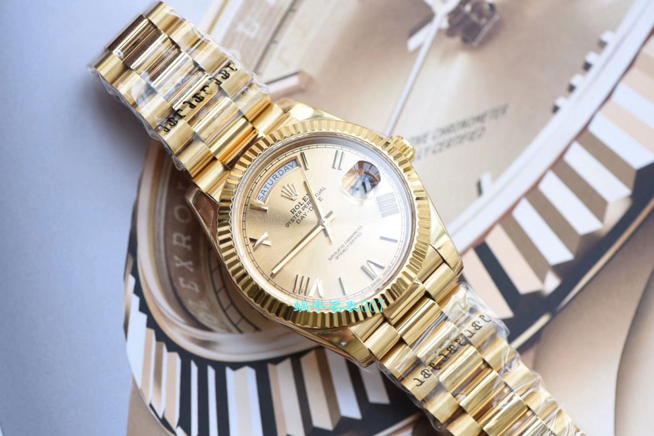 【EW厂Rolex复刻高仿表】劳力士星期日历型系列218238-83218 香槟面表盘腕表 / R382