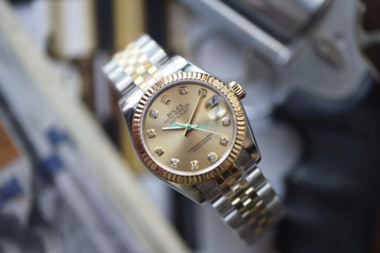 【台湾厂复刻高仿ROLEX女表】劳力士女装日志型31毫米系列178273香槟盘腕表 / R510