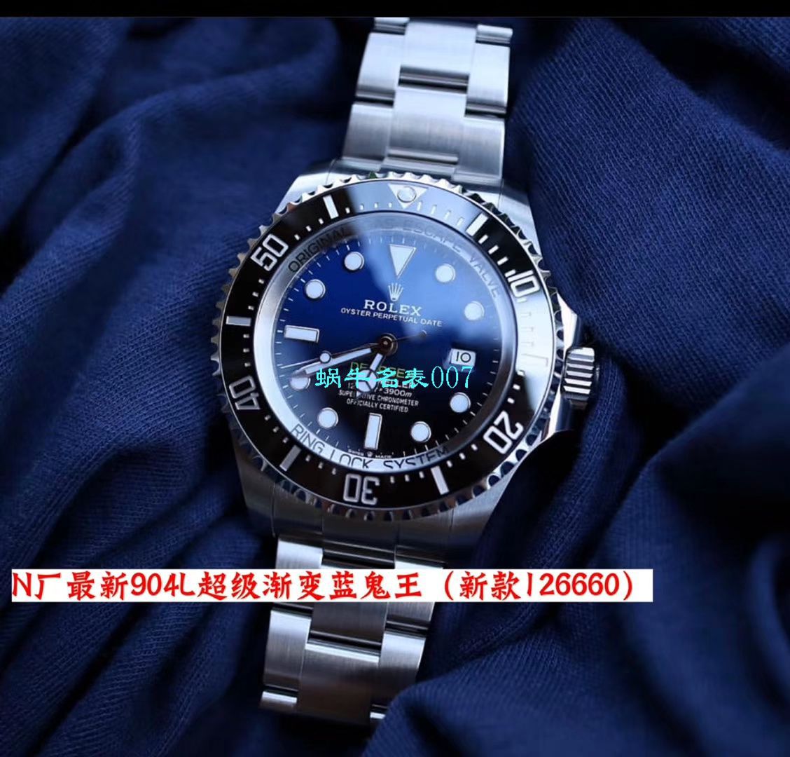 【视频评测超级神器】N厂复刻最新904L复刻高仿超级渐变蓝鬼王～劳力士m126660-0002手表 / R500