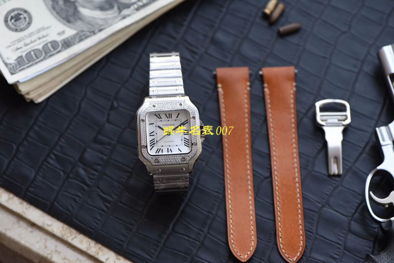 HBBV6厂新款一比一复刻高仿卡地亚山度士女装表圈镶WJSA0010,WJSA0007中号女表 / K237
