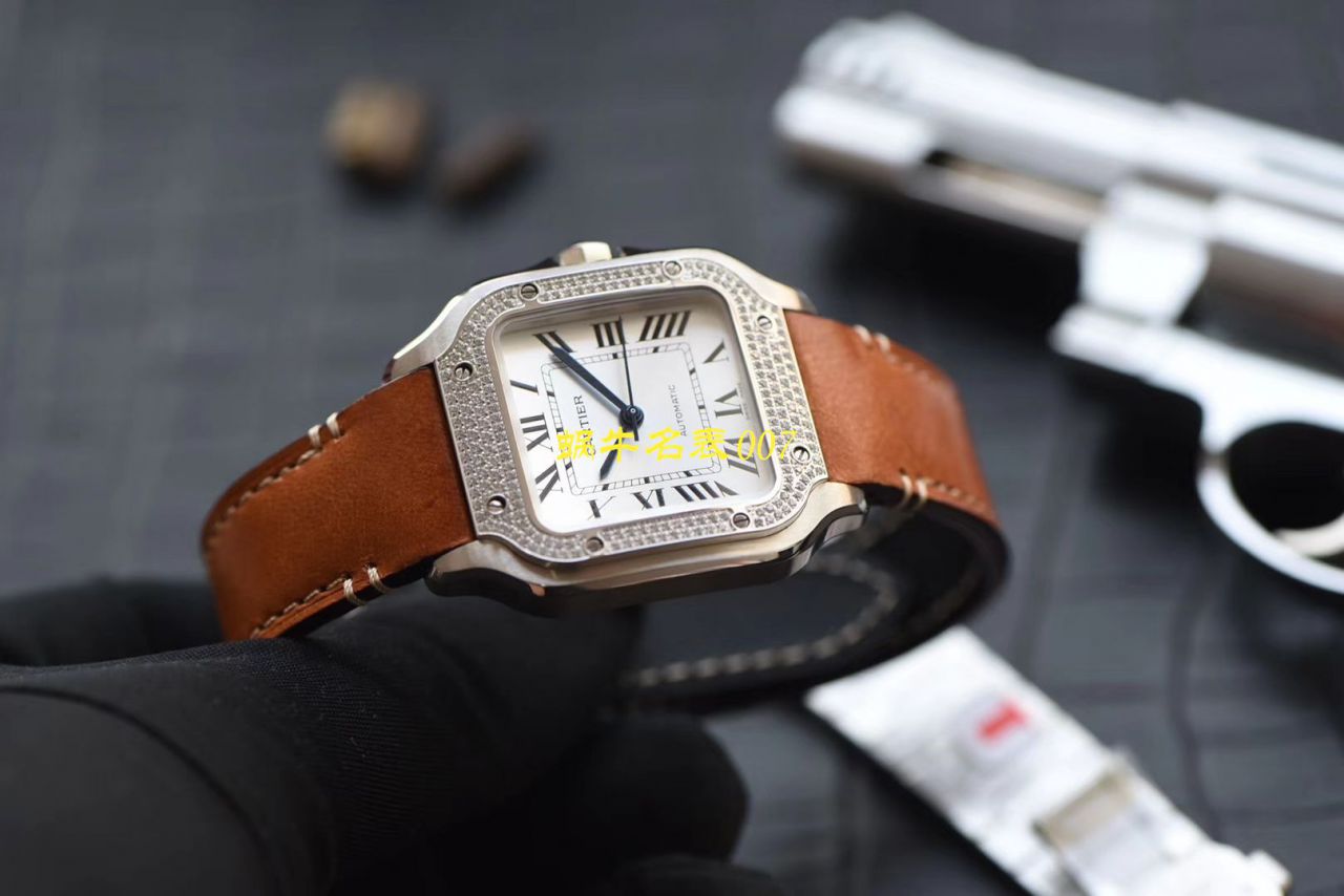 HBBV6厂新款一比一复刻高仿卡地亚山度士女装表圈镶WJSA0010,WJSA0007中号女表 / K237