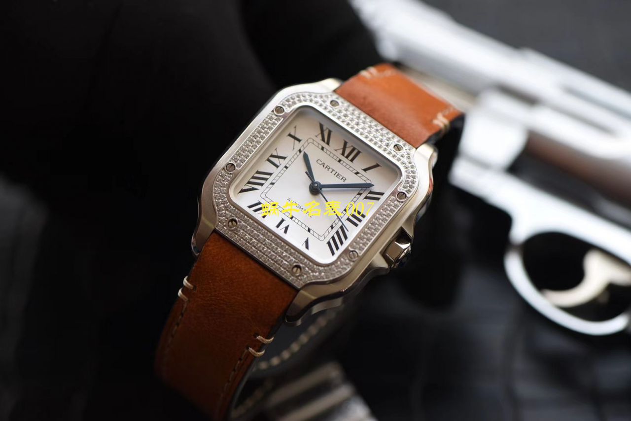 HBBV6厂新款一比一复刻高仿卡地亚山度士女装表圈镶WJSA0010,WJSA0007中号女表 / K237