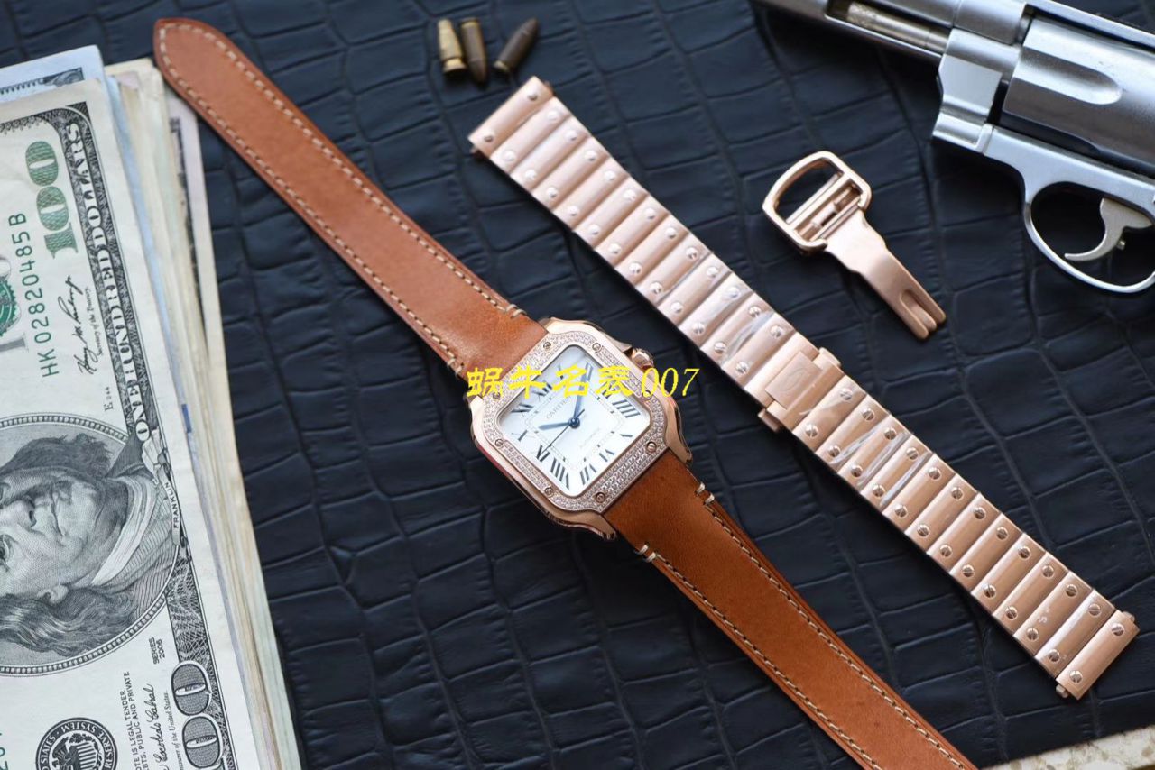 HBBV6厂新款一比一复刻高仿卡地亚山度士女装表圈镶WJSA0010,WJSA0007中号女表 / K237