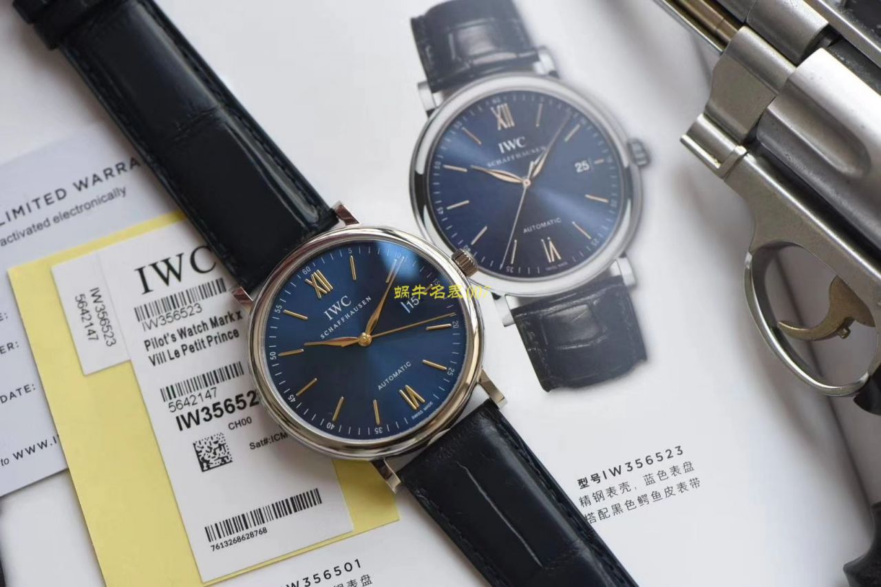 V7厂官网顶级复刻高仿万国IWC柏涛菲诺IW356522新款蓝面波涛小镇底盖玫瑰金波涛菲诺 / WG516