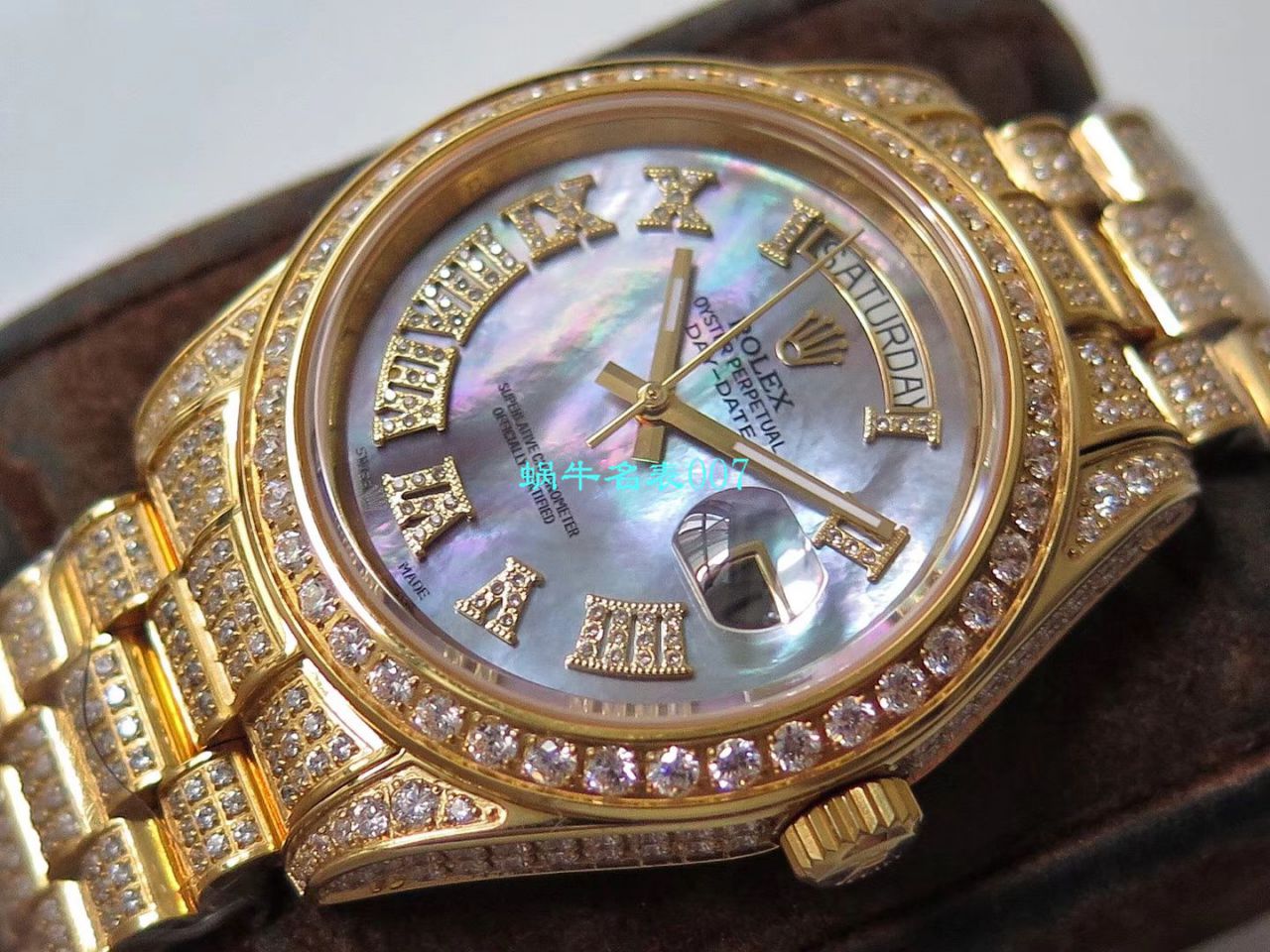 TW厂超A高仿劳力士帝皇版最豪Day date II系列星期日历型密镶钻特别款腕表 / R355