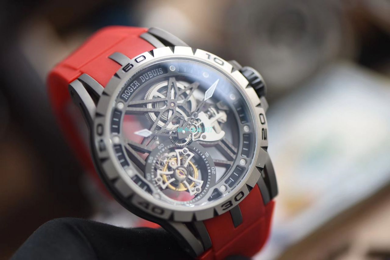 视频评测BBR厂官网顶级复刻陀飞轮罗杰杜彼Roger Dubuis王者高仿RDDBEX0479红面表带腕表 / LJ067