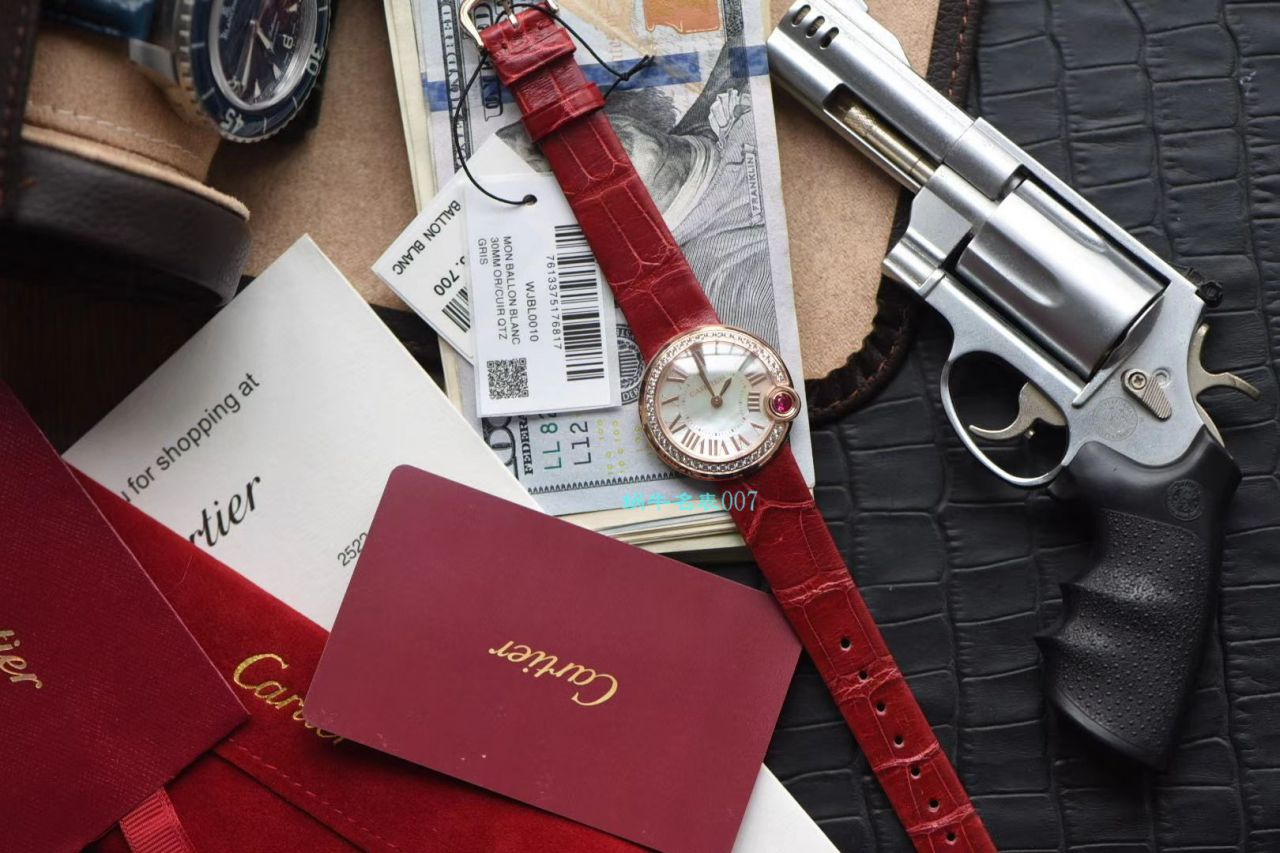 台湾厂卡地亚特别款中国红鎏金时刻复刻高仿WJBL0010，WBGL0007 Ballon Blanc de Cartier女士腕表 / K267