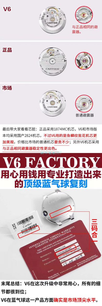 视频评测V6厂官网V7版本顶级复刻高仿手表卡地亚蓝气球42毫米男装W69012Z4多少钱 / K273