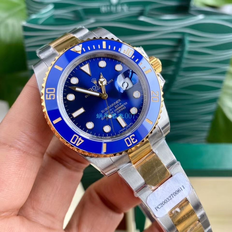 高端定制包金ETA机芯劳力士潜航者型116613-LN-97203复刻高仿间金黑水鬼黑盘腕表 / R596