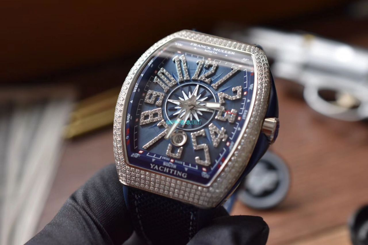 ZF厂顶级复刻高仿手表法穆兰蔚蓝之作V45蓝游艇蓝面魅影镶钻款 / FL071