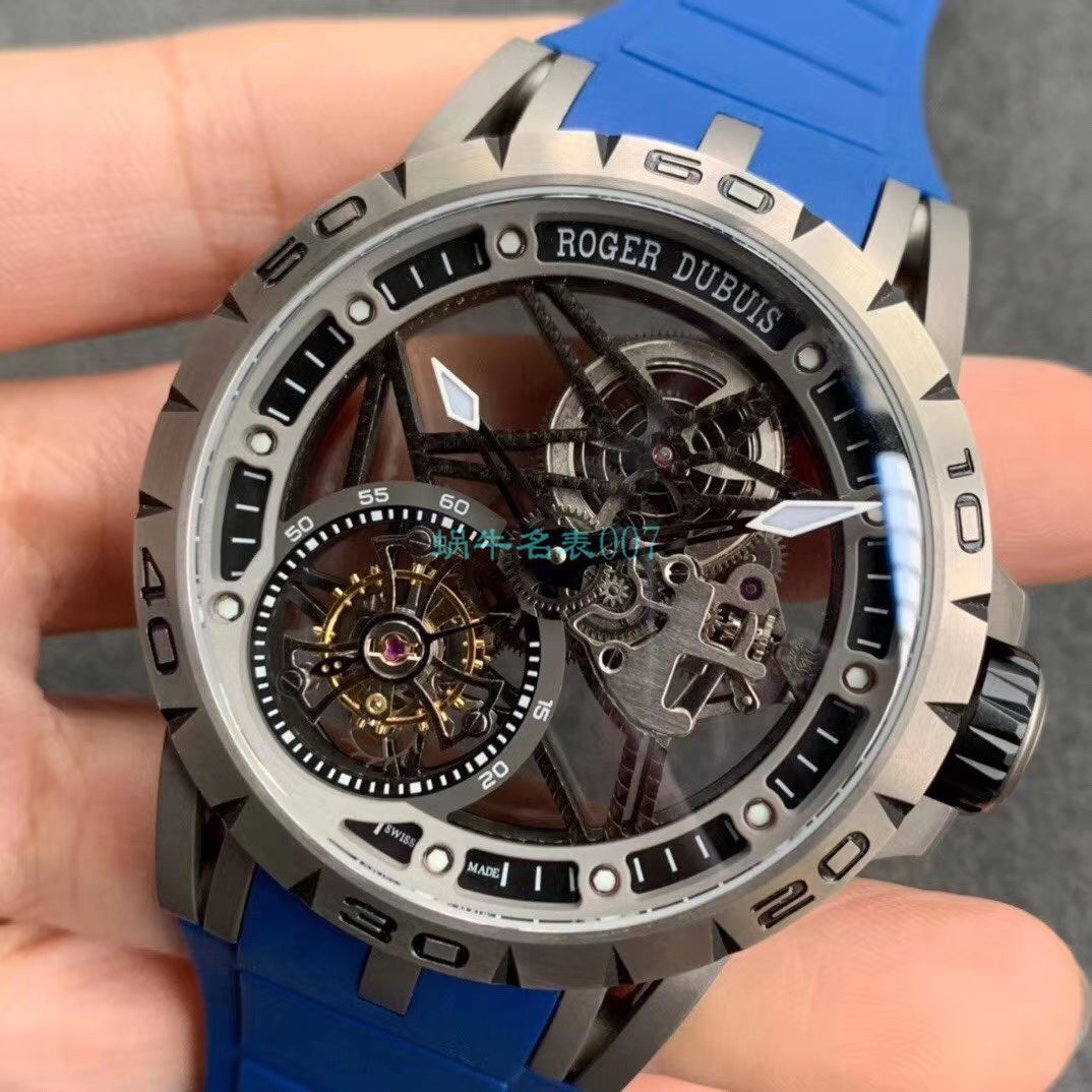 BBR厂顶级复刻高仿陀飞轮罗杰杜彼EXCALIBUR（王者系列）系列RDDBEX0479蓝面表带腕表 / LJ066